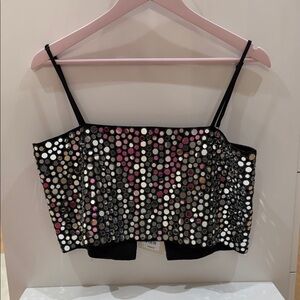 Mango Sequin Black Women's crop Top